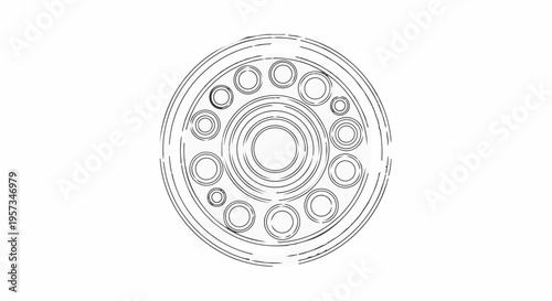 Detailed drawing of a circular mechanical component.