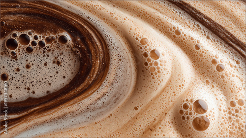 ティラミスのクリームとコーヒーの抽象渦背景 / Abstract Swirl of Tiramisu Cream and Coffee