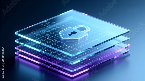 Abstract layered encryption architecture glass effect visualizing advanced quantum cybersecurity for robust digital data protection and secure future network systems