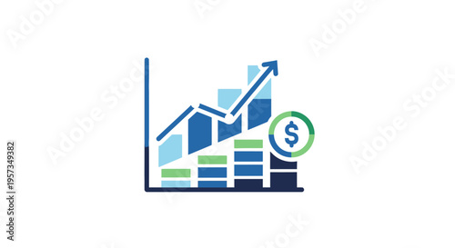 Financial Growth Chart With Upward Arrow and Dollar Sign - Business Success Concept