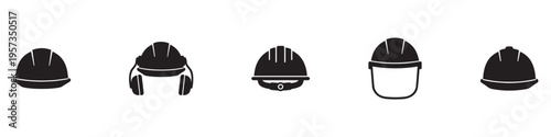 Helmet icons set. Helmet sign and symbol. Construction helmet icon. Safety helmet. Vector Illustration. EPS 10
