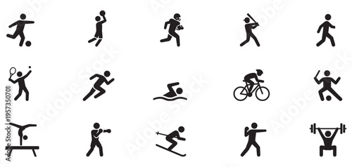 Athletics Sports Activities and Olympic Games Pictogram Set. vector Illustration. EPS 10