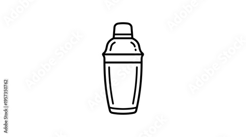 Outline of a Cocktail Shaker on White