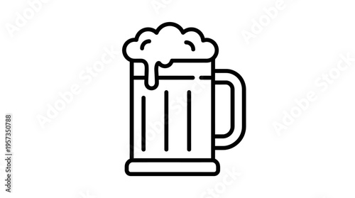 Outline of a Beer Mug with Frothy Foam