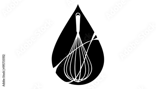 Minimalist Teardrop Silhouette with Whisk Negative Space Culinary Logo Icon