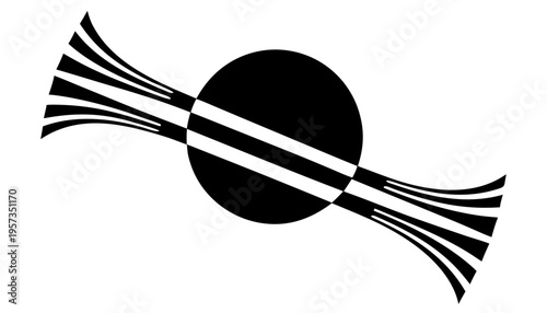 Minimalist Geometric Circle with Parallel Lines Abstract Zen Vector Illustration