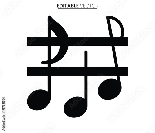 Musical notes and staff displayed as a bold graphic silhouette