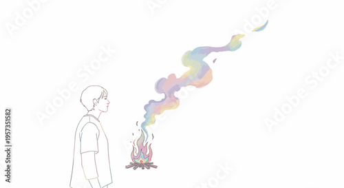 Wallpaper Mural Person watching colorful smoke rise. Torontodigital.ca