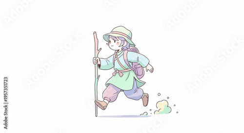 Wallpaper Mural Child running with hiking gear. Torontodigital.ca