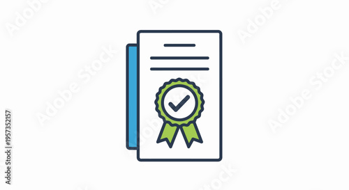 Certificate of Achievement with Checkmark and Ribbon - Approved Document Icon