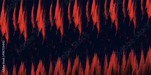 fast-paced abstract composition using sharp red diagonal lines over a black base, creating a sense of raw power, speed, and grit