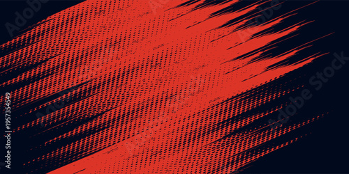 fast-paced abstract composition using sharp red diagonal lines over a black base, creating a sense of raw power, speed, and grit