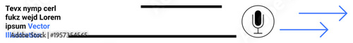 Voice control, technology interface, modern communication, navigation systems, interactive design, automation. Minimalist microphone icon, arrows and text. Voice control and technology interface
