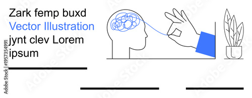 Mental health, cognitive processes, problem-solving, self-improvement, mindfulness, therapy sessions. A hand untangling threads from a human brain outline. Mental health and cognitive processes