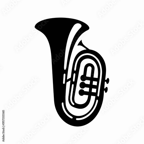 baritone horn musical instrument icon silhouette illustration for brass band orchestral music design