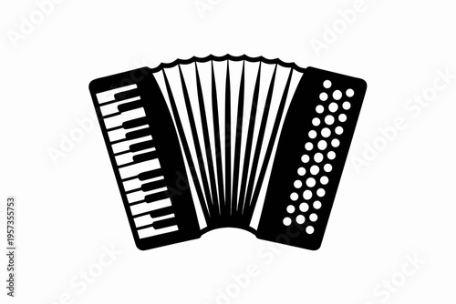
concertina musical instrument silhouette illustration for folk music vintage sound design
