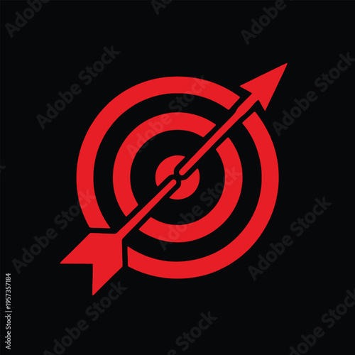 A red target with a central arrow symbolizing accuracy and focus