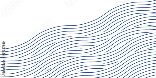 Blue water wave line pattern background. Japanese style concept. Vector illustration.