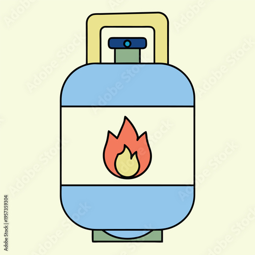 Red propane tank stylized flame icon minimalist  