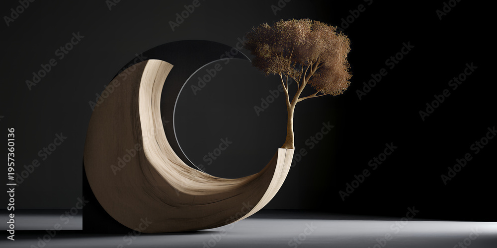 Naklejka premium Minimalist vision with surreal elements blending organic and structural features