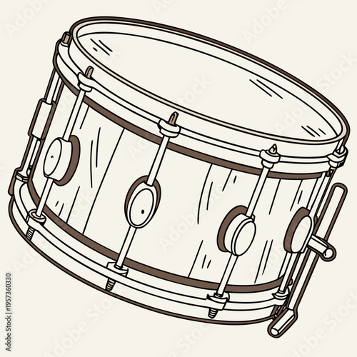 Wooden snare drum with metal hardware