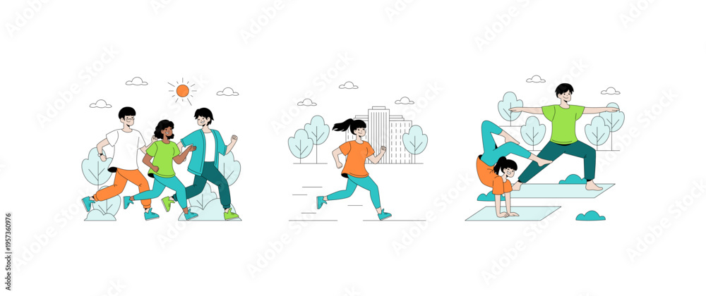 Fototapeta premium Energetic Outdoor Activities Vector Illustration