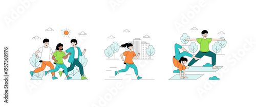 Energetic Outdoor Activities Vector Illustration