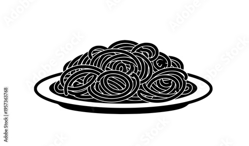 Spaghetti plate silhouette modern Italian cuisine food vector icon illustration