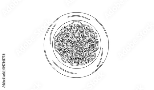 Top view spaghetti plate modern line icon Italian food vector illustration