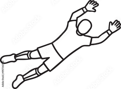 A dynamic silhouette captures the athleticism of a goalkeeper in mid-air, a timeless image of sports.