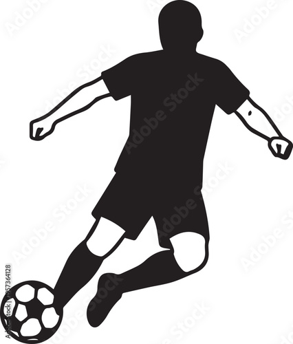 Dynamic illustration of a soccer player mid-action, expertly maneuvering the ball with precision and grace, capturing the essence of the game's energy and skill.