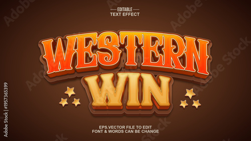 Western Win Editable Text Effect, Wild West Cowboy Style 3D Game Typography