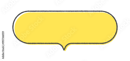 シンプルな手書きの黒線枠の黄色い吹き出し - 横長のコピースペース付きのポップでおしゃれなフレーム素材