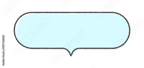 シンプルな手書きの黒線枠の水色の吹き出し - 横長のポップでおしゃれな文字フレームのテンプレート素材