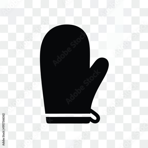Black silhouette of a single oven mitt with a cuff detail