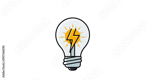 Lightbulb with lightning bolt symbol for idea, innovation, and energy