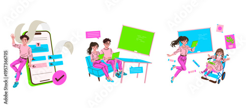 Interactive Education and Digital Learning Vector Illustration