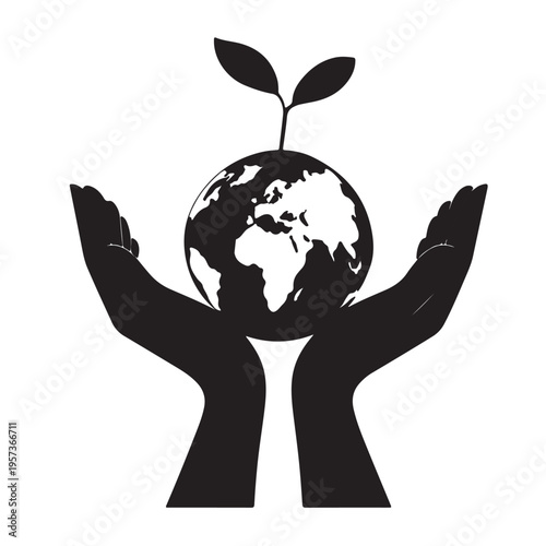A person holding a green globe in their hands represents a global business concept for nature protection and environmental care to save the planet and the blue world