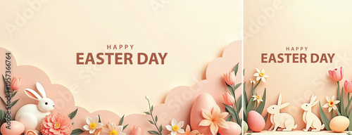 Elegant easter day background, Decorative happy easter day background for website, social media template