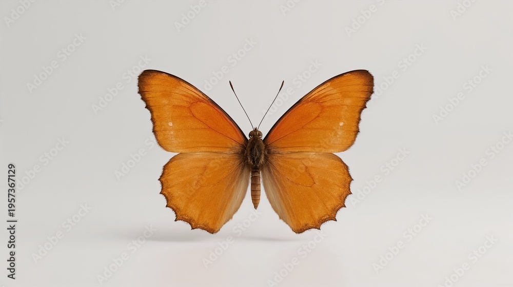 Fototapeta premium orange butterfly top view isolated macro insect