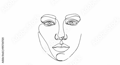Minimalist face line art drawing.