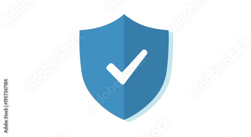 Blue Shield with White Check Mark Icon - Security and Safety Concept