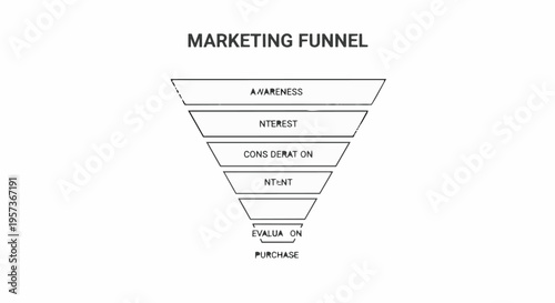 Marketing Funnel Stages Diagram Illustration.