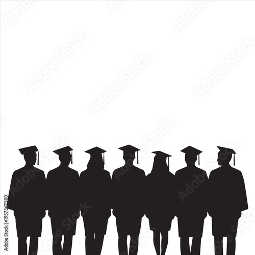 3D illustration of a successful graduate student silhouette wearing an academic cap and tassel while holding a diploma to celebrate university achievement