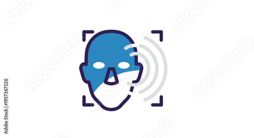 Facial Recognition Technology Icon: Biometric Scan and Security System