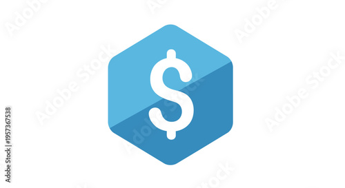 Blue Hexagon with White Dollar Sign Icon - Finance, Money, Business Concept