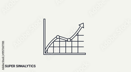 Business Growth Chart Icon with Upward Arrow and Grid Background