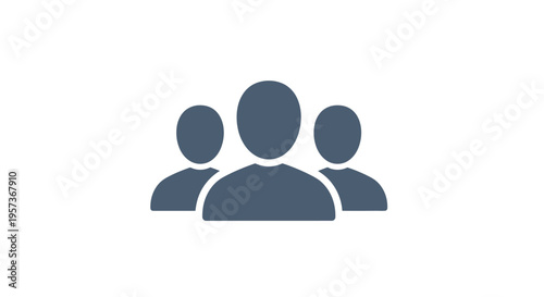 Simple Icon Illustration of Three Silhouettes representing People or Teamwork