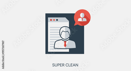 User Profile Icon with Notification Bubble and Document on Screen