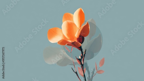 Bright orange flower stands tall